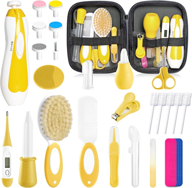 POPYJAN Baby Healthcare and Grooming Kit for Newborn Kids, 31PCS Upgraded Safety Baby Care Kit, Newborn Nursery Health Care Set, Baby Care Products (Yellow) - Image 1